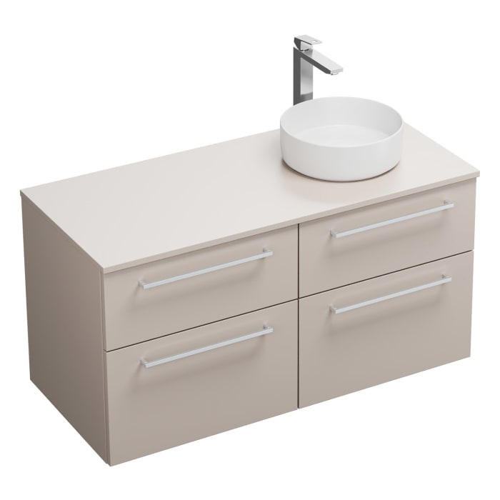 burgbad Eqio Waschtischkombination mit Keramik-Aufsatzwaschtisch 120 cm, rechts, mit Stangengriff P95