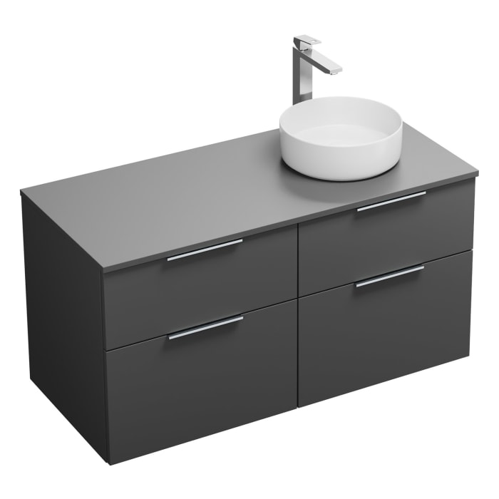 burgbad Eqio Waschtischkombination mit Keramik-Aufsatzwaschtisch 120 cm, rechts, mit Griff G0146