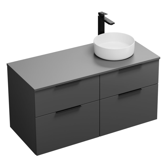 burgbad Eqio Waschtischkombination mit Keramik-Aufsatzwaschtisch 120 cm, rechts, mit Griff G0200