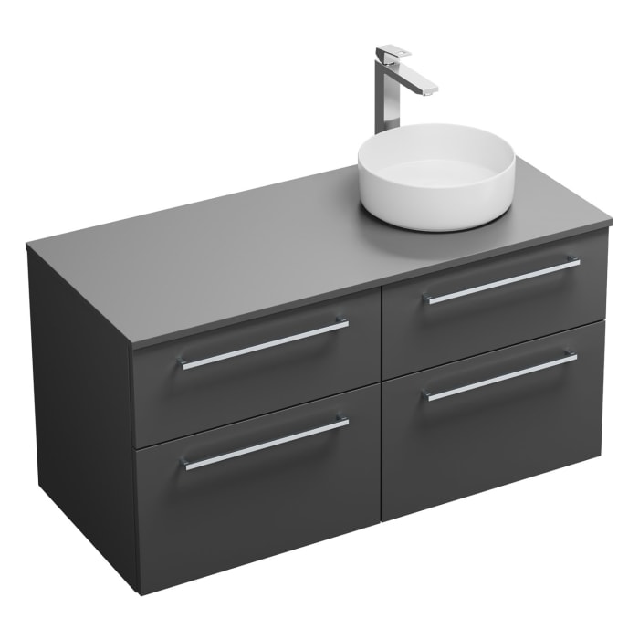 burgbad Eqio Waschtischkombination mit Keramik-Aufsatzwaschtisch 120 cm, rechts, mit Stangengriff P95