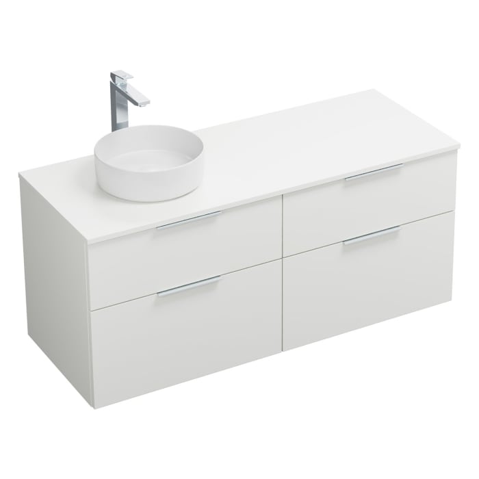 burgbad Eqio Waschtischkombination mit Keramik-Aufsatzwaschtisch 140 cm, links, mit Griff G0146