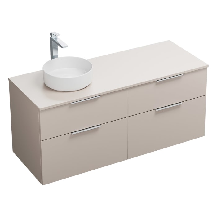 burgbad Eqio Waschtischkombination mit Keramik-Aufsatzwaschtisch 140 cm, links, mit Griff G0146