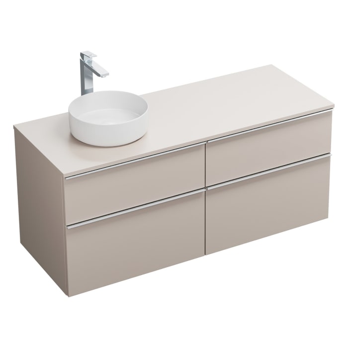 burgbad Eqio Waschtischkombination mit Keramik-Aufsatzwaschtisch 140 cm, links, mit Griffleiste G0251