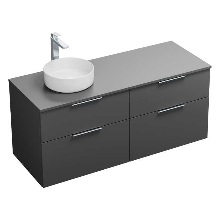 burgbad Eqio Waschtischkombination mit Keramik-Aufsatzwaschtisch 140 cm, links, mit Griff G0146