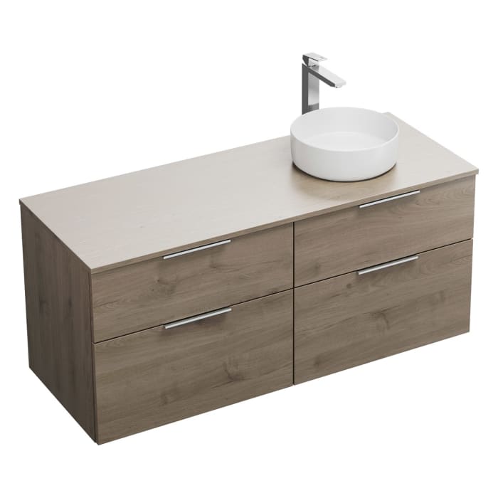 burgbad Eqio Waschtischkombination mit Keramik-Aufsatzwaschtisch 140 cm, rechts, mit Griff G0146