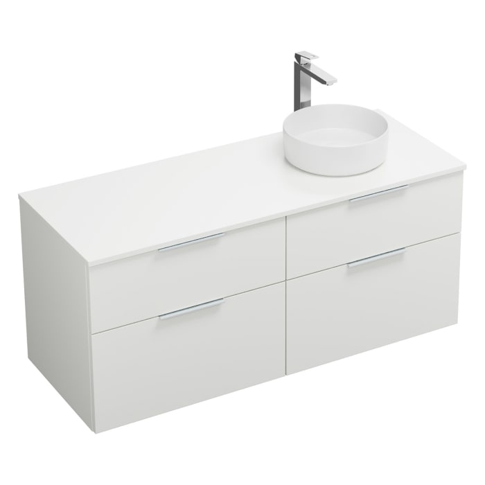 burgbad Eqio Waschtischkombination mit Keramik-Aufsatzwaschtisch 140 cm, rechts, mit Griff G0146