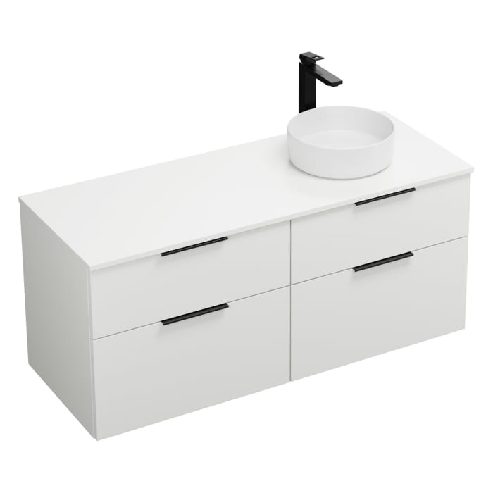 burgbad Eqio Waschtischkombination mit Keramik-Aufsatzwaschtisch 140 cm, rechts, mit Griff G0200