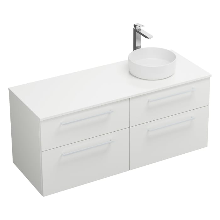 burgbad Eqio Waschtischkombination mit Keramik-Aufsatzwaschtisch 140 cm, rechts, mit Stangengriff P95