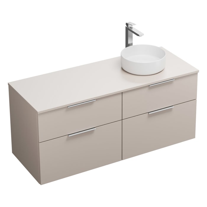 burgbad Eqio Waschtischkombination mit Keramik-Aufsatzwaschtisch 140 cm, rechts, mit Griff G0146