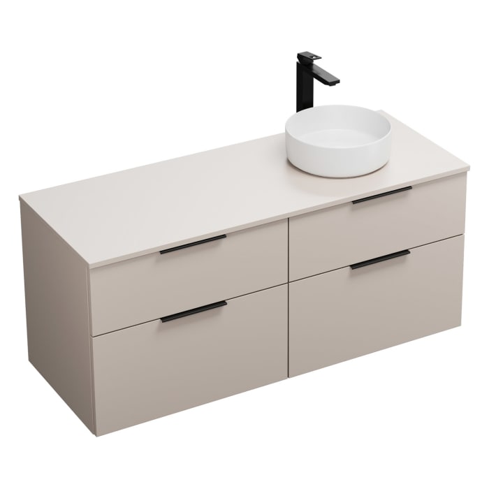 burgbad Eqio Waschtischkombination mit Keramik-Aufsatzwaschtisch 140 cm, rechts, mit Griff G0200