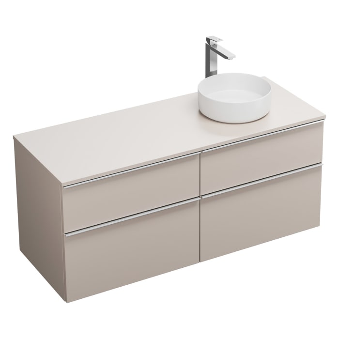 burgbad Eqio Waschtischkombination mit Keramik-Aufsatzwaschtisch 140 cm, rechts, mit Griffleiste G0251