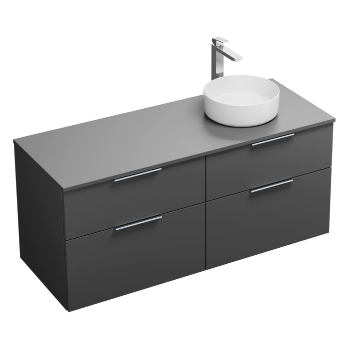 burgbad Eqio Waschtischkombination mit Keramik-Aufsatzwaschtisch 140 cm, rechts, mit Griff G0146