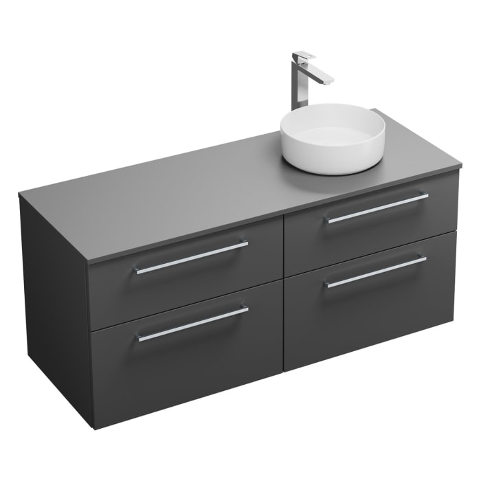 burgbad Eqio Waschtischkombination mit Keramik-Aufsatzwaschtisch 140 cm, rechts, mit Stangengriff P95