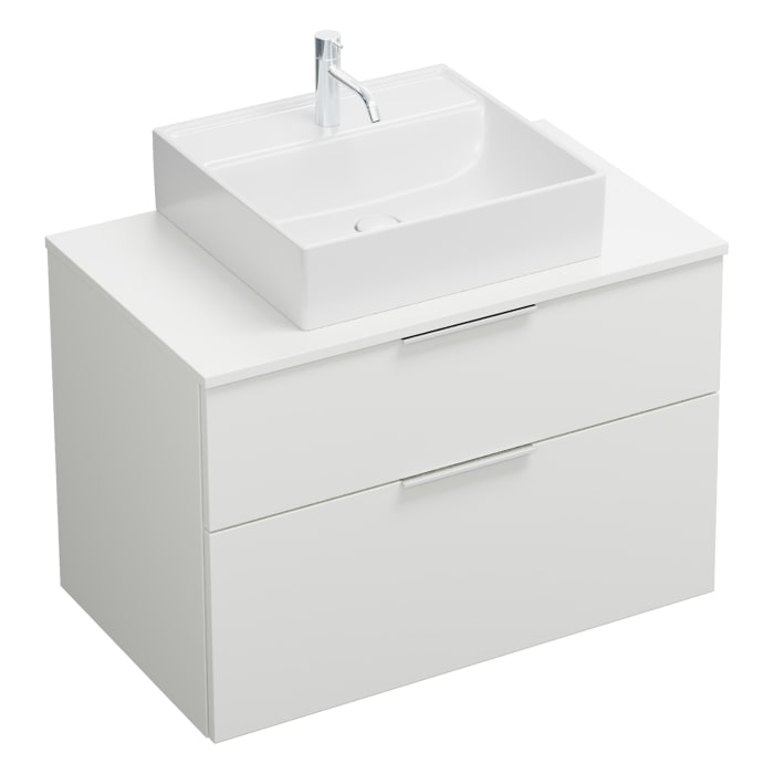 burgbad Eqio Waschtischkombination mit Keramik-Aufsatzwaschtisch 90 cm, mit Griff G0146