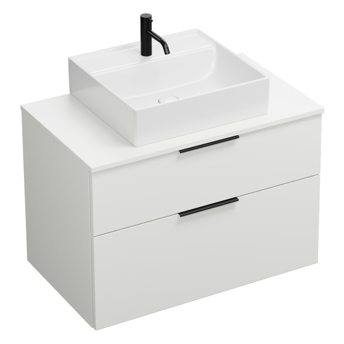 burgbad Eqio Waschtischkombination mit Keramik-Aufsatzwaschtisch 90 cm, mit Griff G0200