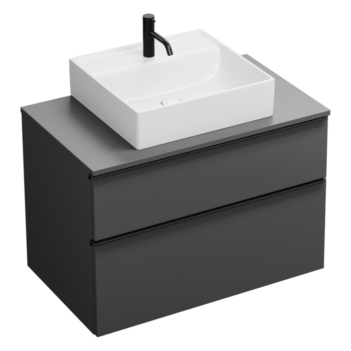 burgbad Eqio Waschtischkombination mit Keramik-Aufsatzwaschtisch 90 cm, mit Griffleiste G0252