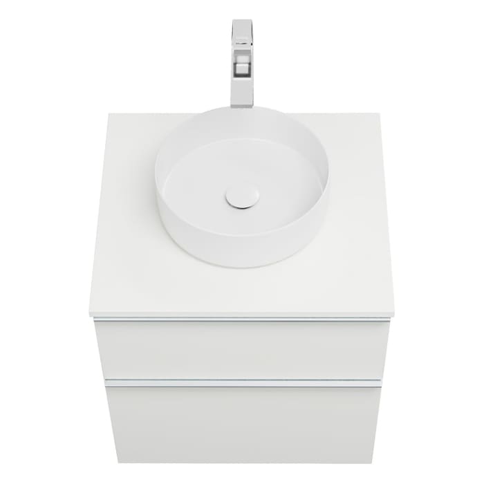 burgbad Eqio Waschtischkombination mit Keramik-Aufsatzwaschtisch 60 cm, Griffleiste G0251