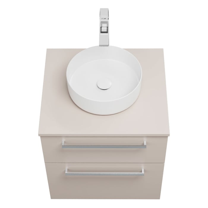 burgbad Eqio Waschtischkombination mit Keramik-Aufsatzwaschtisch 60 cm, mit Stangengriff P95