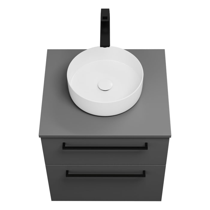 burgbad Eqio Waschtischkombination mit Keramik-Aufsatzwaschtisch 60 cm, mit Stangengriff G0234