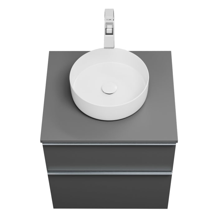 burgbad Eqio Waschtischkombination mit Keramik-Aufsatzwaschtisch 60 cm, Griffleiste G0251