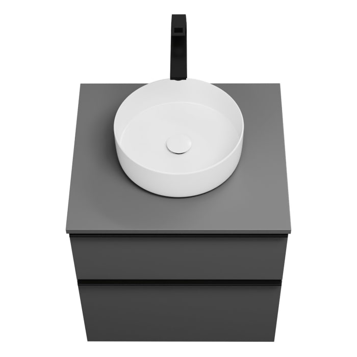 burgbad Eqio Waschtischkombination mit Keramik-Aufsatzwaschtisch 60 cm, Griffleiste G0252