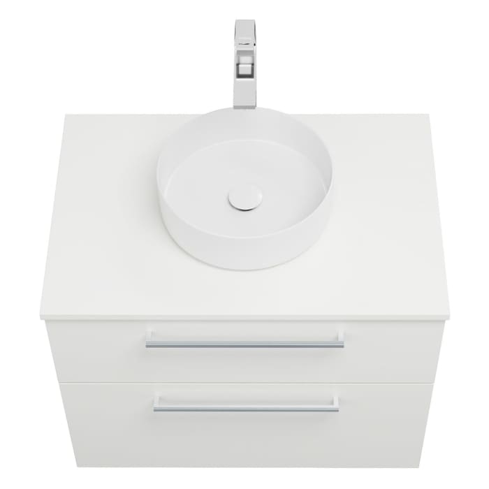 burgbad Eqio Waschtischkombination mit Keramik-Aufsatzwaschtisch 80 cm, mit Stangengriff P95