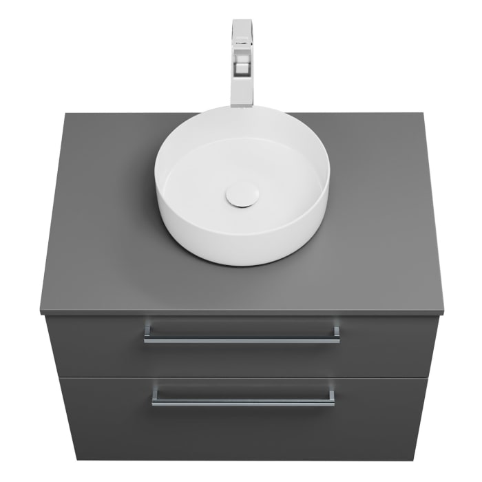 burgbad Eqio Waschtischkombination mit Keramik-Aufsatzwaschtisch 80 cm, mit Stangengriff P95