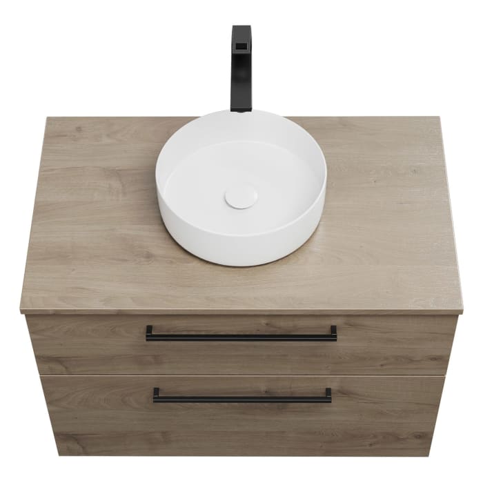 burgbad Eqio Waschtischkombination mit Keramik-Aufsatzwaschtisch 90 cm, mit Stangengriff G0234