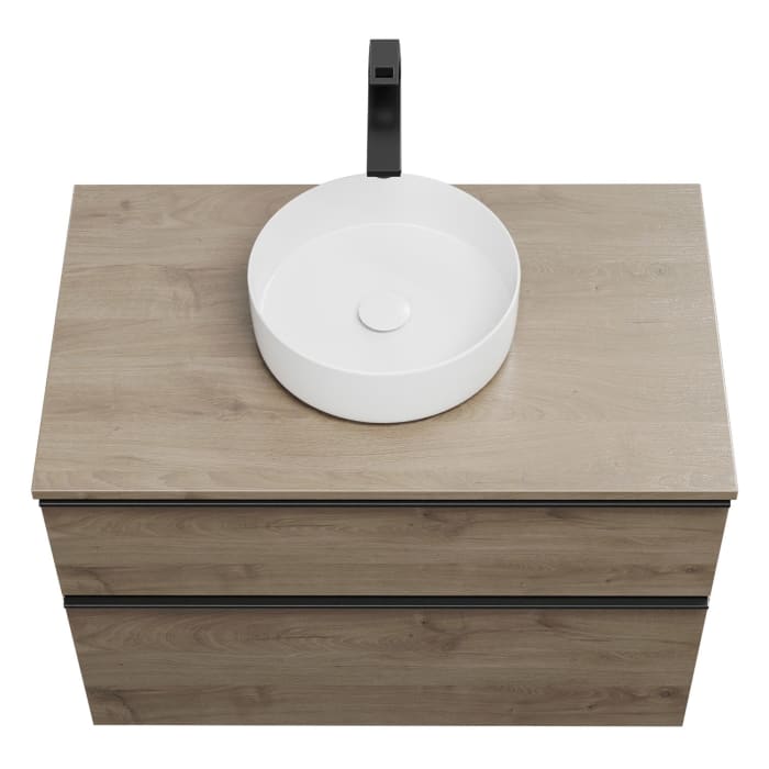 burgbad Eqio Waschtischkombination mit Keramik-Aufsatzwaschtisch 90 cm, mit Griffleiste G0252