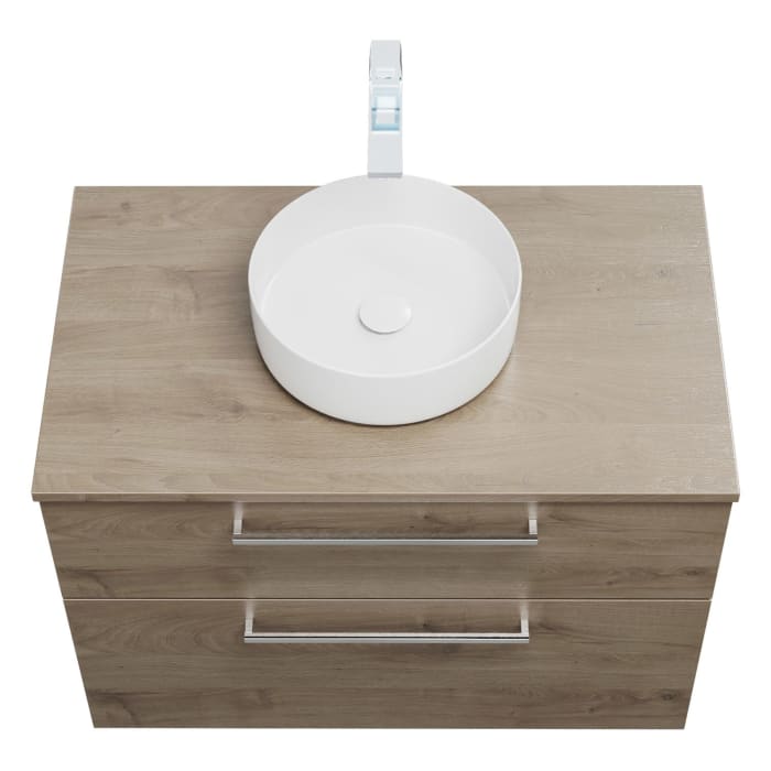 burgbad Eqio Waschtischkombination mit Keramik-Aufsatzwaschtisch 90 cm, mit Stangengriff P95