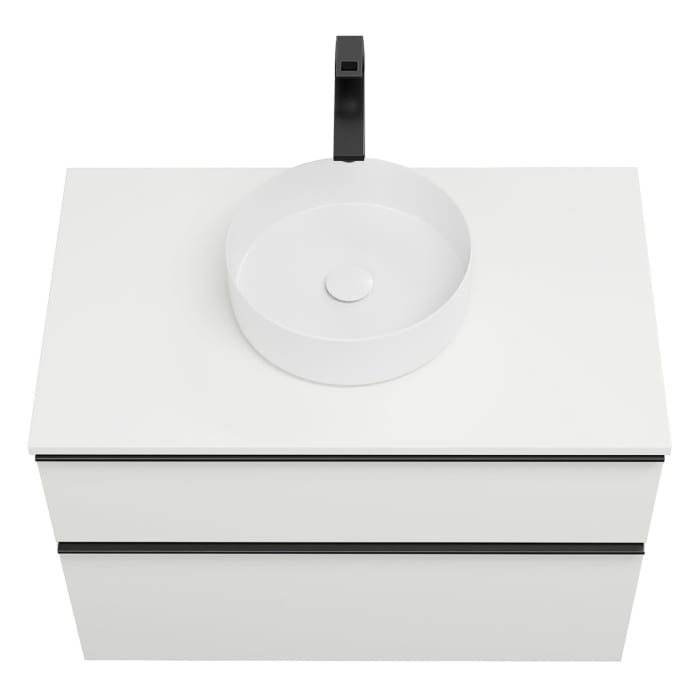 burgbad Eqio Waschtischkombination mit Keramik-Aufsatzwaschtisch 90 cm, mit Griffleiste G0252