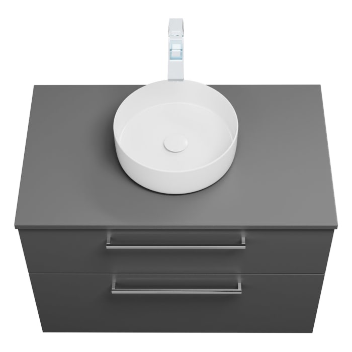 burgbad Eqio Waschtischkombination mit Keramik-Aufsatzwaschtisch 90 cm, mit Stangengriff P95