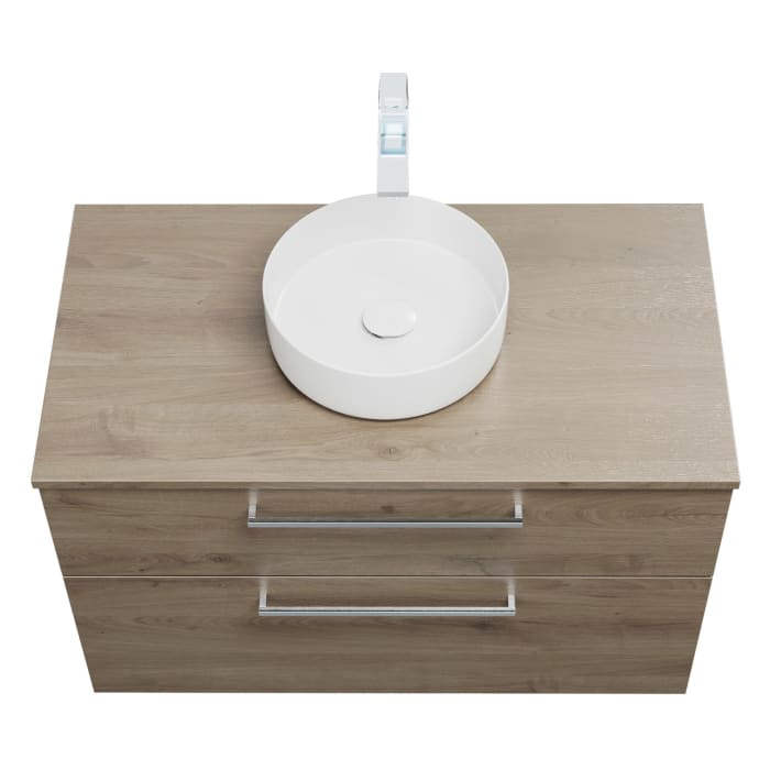 burgbad Eqio Waschtischkombination mit Keramik-Aufsatzwaschtisch 100 cm, mit Stangengriff P95