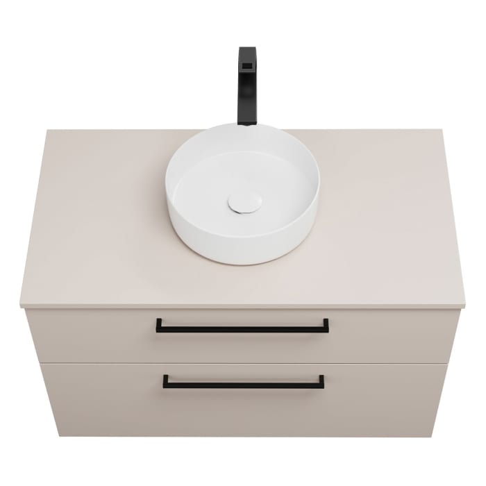 burgbad Eqio Waschtischkombination mit Keramik-Aufsatzwaschtisch 100 cm, mit Stangengriff G0234