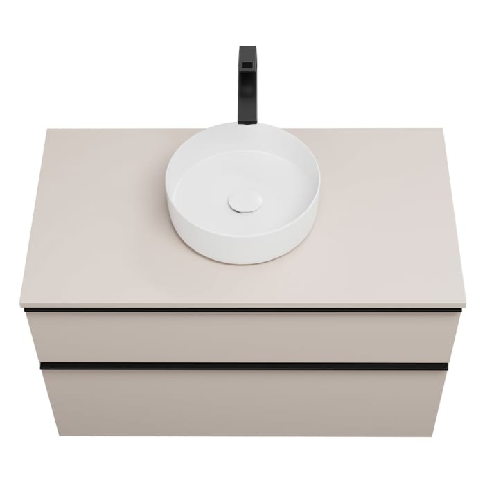 burgbad Eqio Waschtischkombination mit Keramik-Aufsatzwaschtisch 100 cm, mit Griffleiste G0252