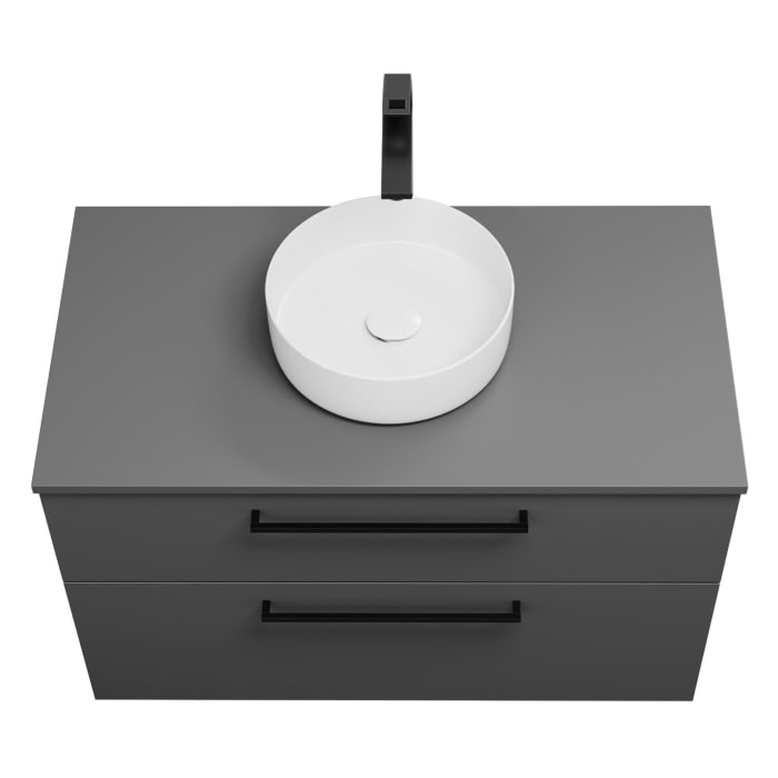 burgbad Eqio Waschtischkombination mit Keramik-Aufsatzwaschtisch 100 cm, mit Stangengriff G0234