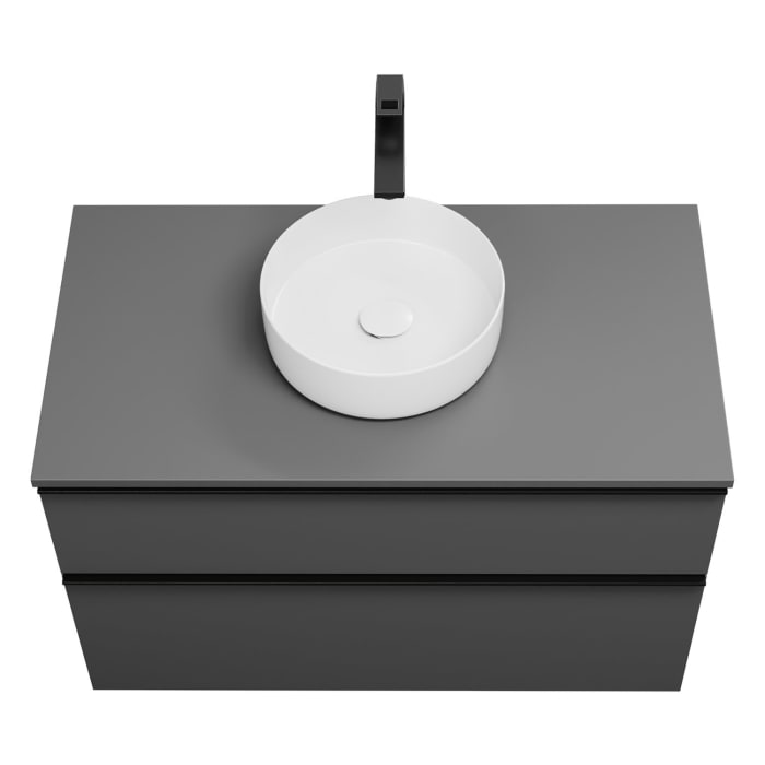 burgbad Eqio Waschtischkombination mit Keramik-Aufsatzwaschtisch 100 cm, mit Griffleiste G0252