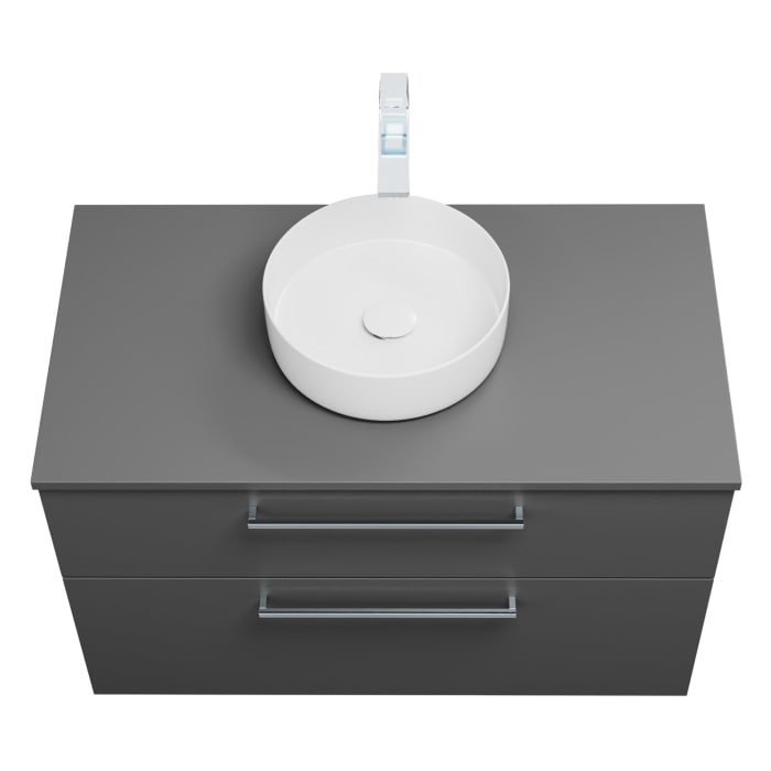 burgbad Eqio Waschtischkombination mit Keramik-Aufsatzwaschtisch 100 cm, mit Stangengriff P95