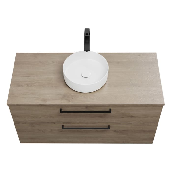 burgbad Eqio Waschtischkombination mit Keramik-Aufsatzwaschtisch 120 cm, mit Stangengriff G0234