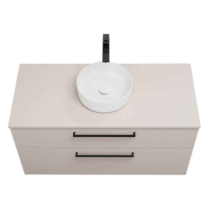 burgbad Eqio Waschtischkombination mit Keramik-Aufsatzwaschtisch 120 cm, mit Stangengriff G0234