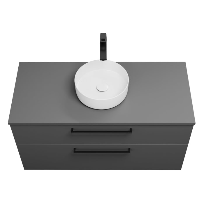 burgbad Eqio Waschtischkombination mit Keramik-Aufsatzwaschtisch 120 cm, mit Stangengriff G0234