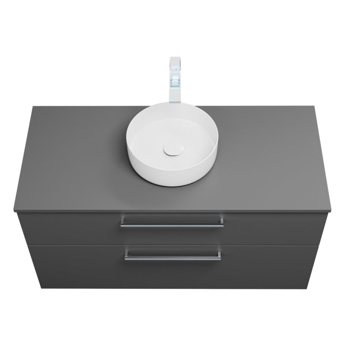 burgbad Eqio Waschtischkombination mit Keramik-Aufsatzwaschtisch 120 cm, mit Stangengriff P95