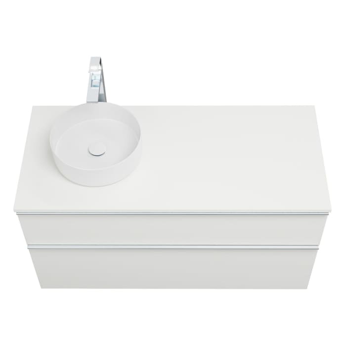 burgbad Eqio Waschtischkombination mit Keramik-Aufsatzwaschtisch 120 cm, links, mit Griffleiste G0251