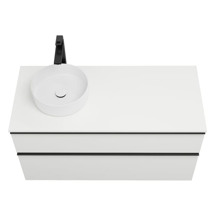 burgbad Eqio Waschtischkombination mit Keramik-Aufsatzwaschtisch 120 cm, links, mit Griffleiste G0252