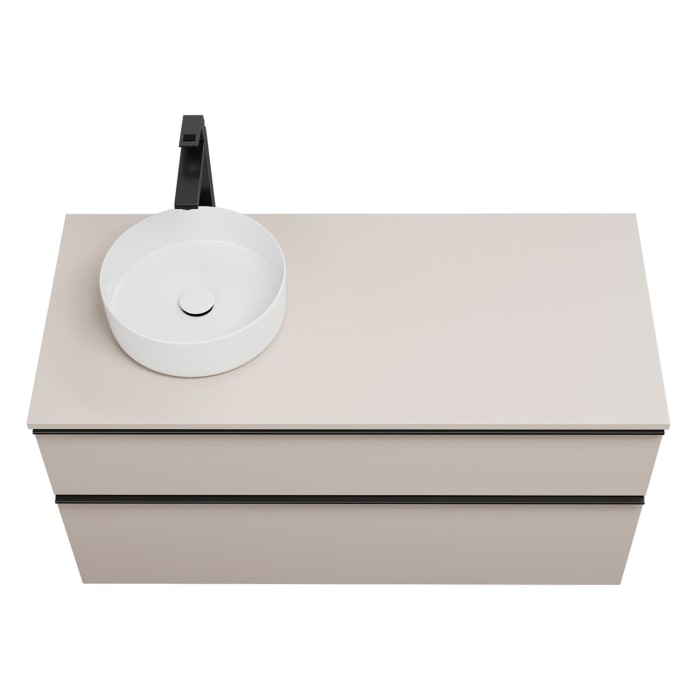 burgbad Eqio Waschtischkombination mit Keramik-Aufsatzwaschtisch 120 cm, links, mit Griffleiste G0252