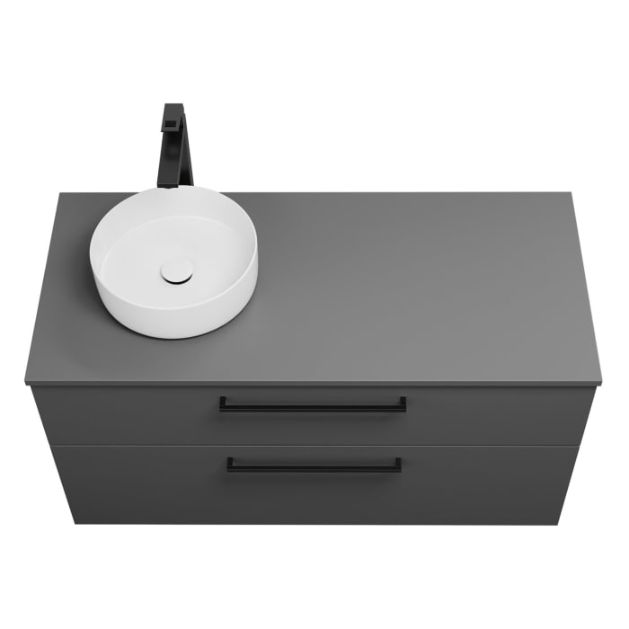 burgbad Eqio Waschtischkombination mit Keramik-Aufsatzwaschtisch 120 cm, links, mit Stangengriff G0234