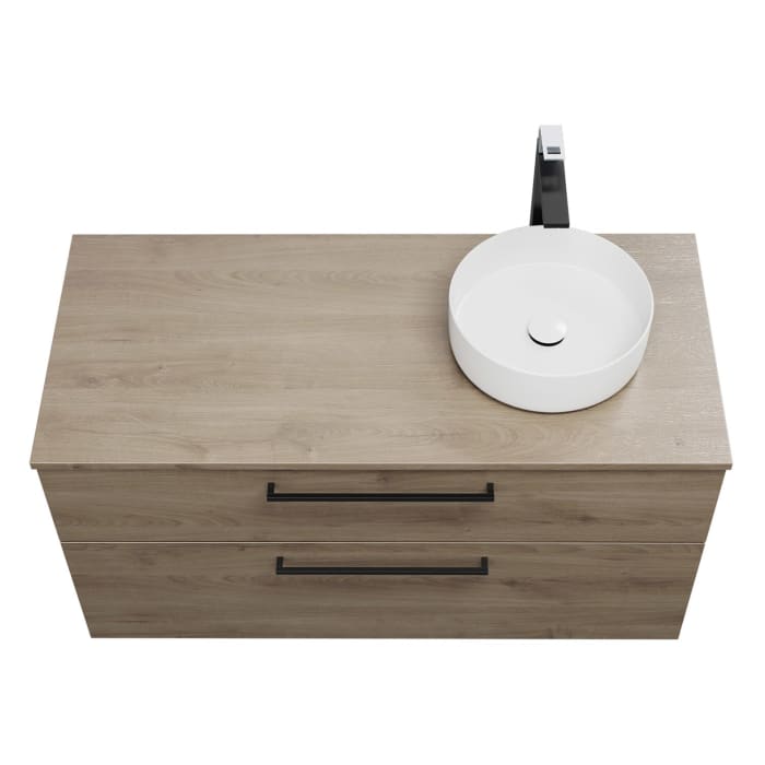 burgbad Eqio Waschtischkombination mit Keramik-Aufsatzwaschtisch 120 cm, rechts, mit Stangengriff G0234