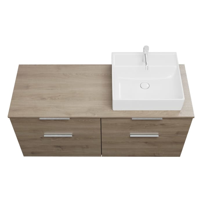 burgbad Eqio Waschtischkombination mit Keramik-Aufsatzwaschtisch 140 cm, rechts, mit Griff G0146