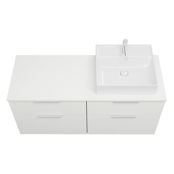 burgbad Eqio Waschtischkombination mit Keramik-Aufsatzwaschtisch 140 cm, rechts, mit Griff G0146