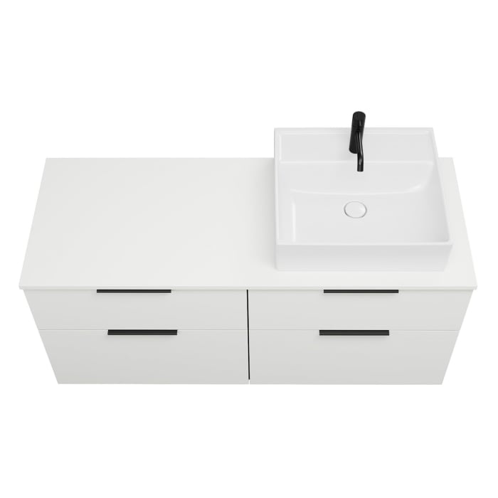 burgbad Eqio Waschtischkombination mit Keramik-Aufsatzwaschtisch 140 cm, rechts, mit Griff G0200